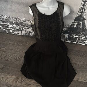 Max and Cleo Elegant Black ruffle sheer Sleeveless Dress Sz M